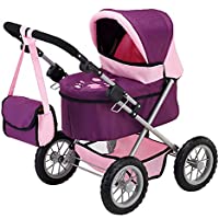 Bayer Design 13057Aa- Cochecito- Carro Muñecas Trendy- Combolsa- Ajustable- Plegable- Ciruela- Rosa- Mariposa- Color…